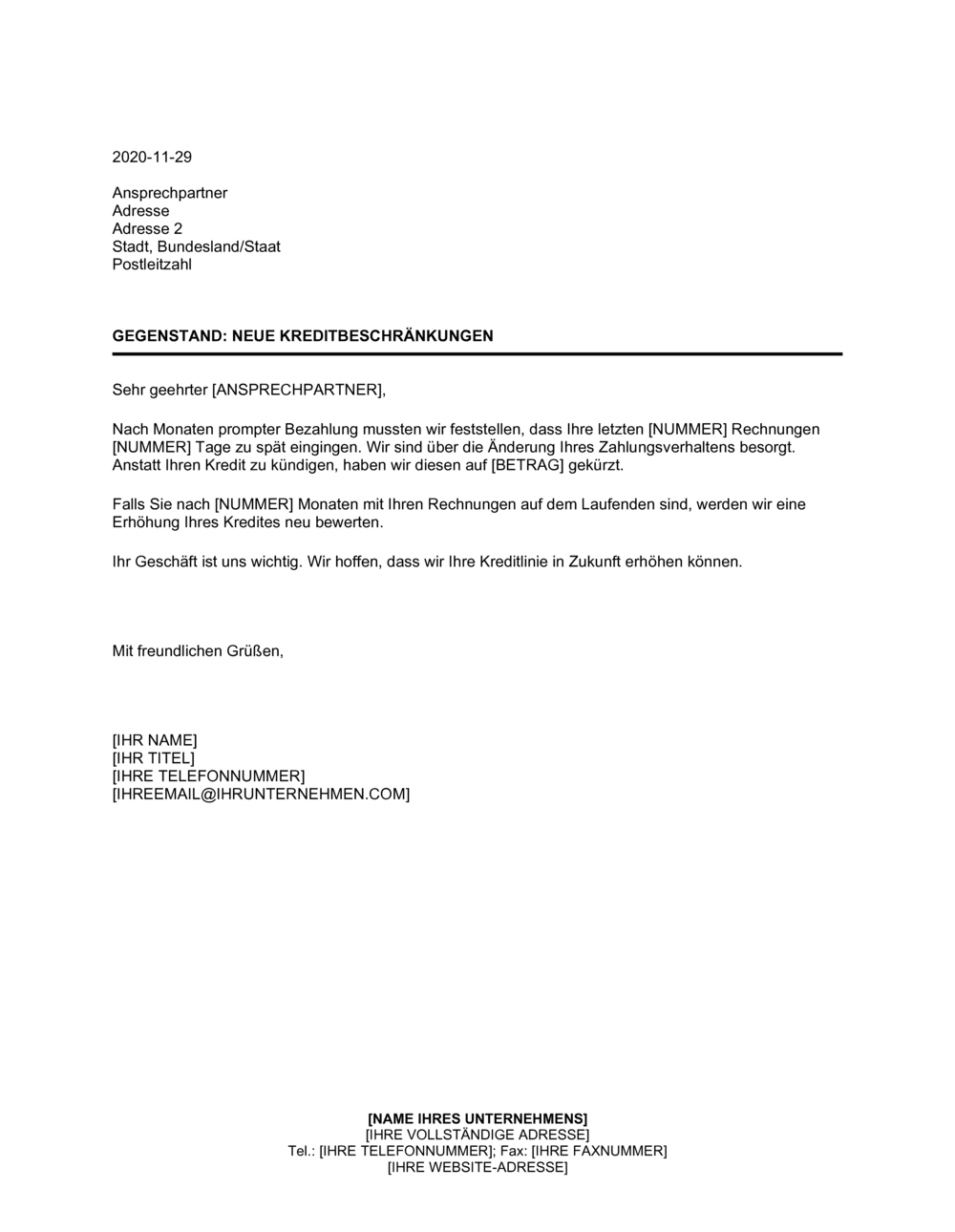 Business-in-a-Box's Neue Kreditbeschränkungen