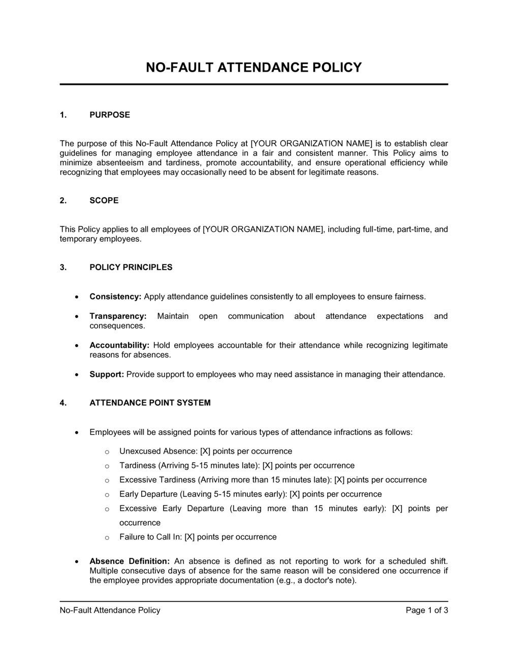 Business-in-a-Box's No-Fault Attendance Policy Template