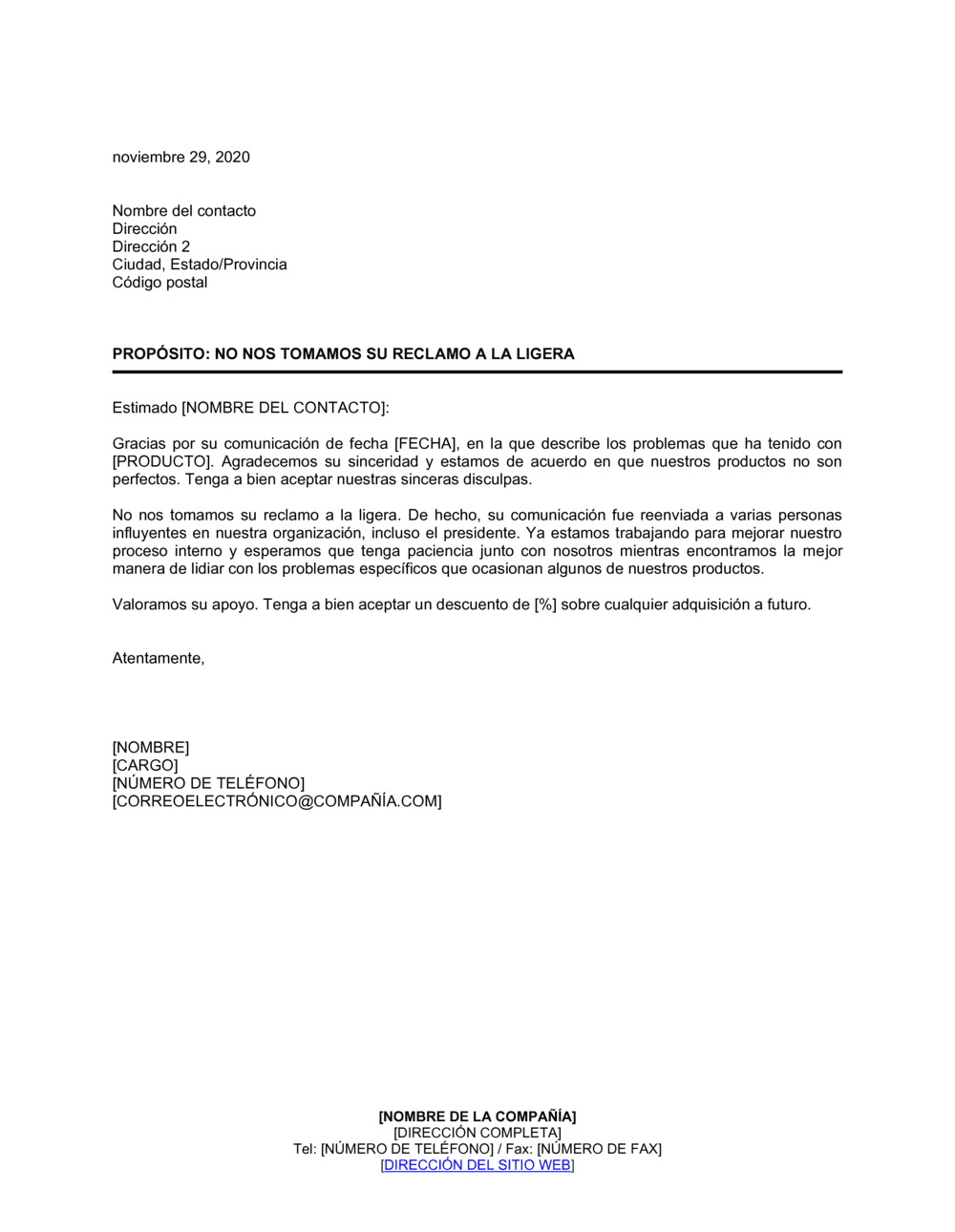 Business-in-a-Box's No restamos importancia a su reclamo