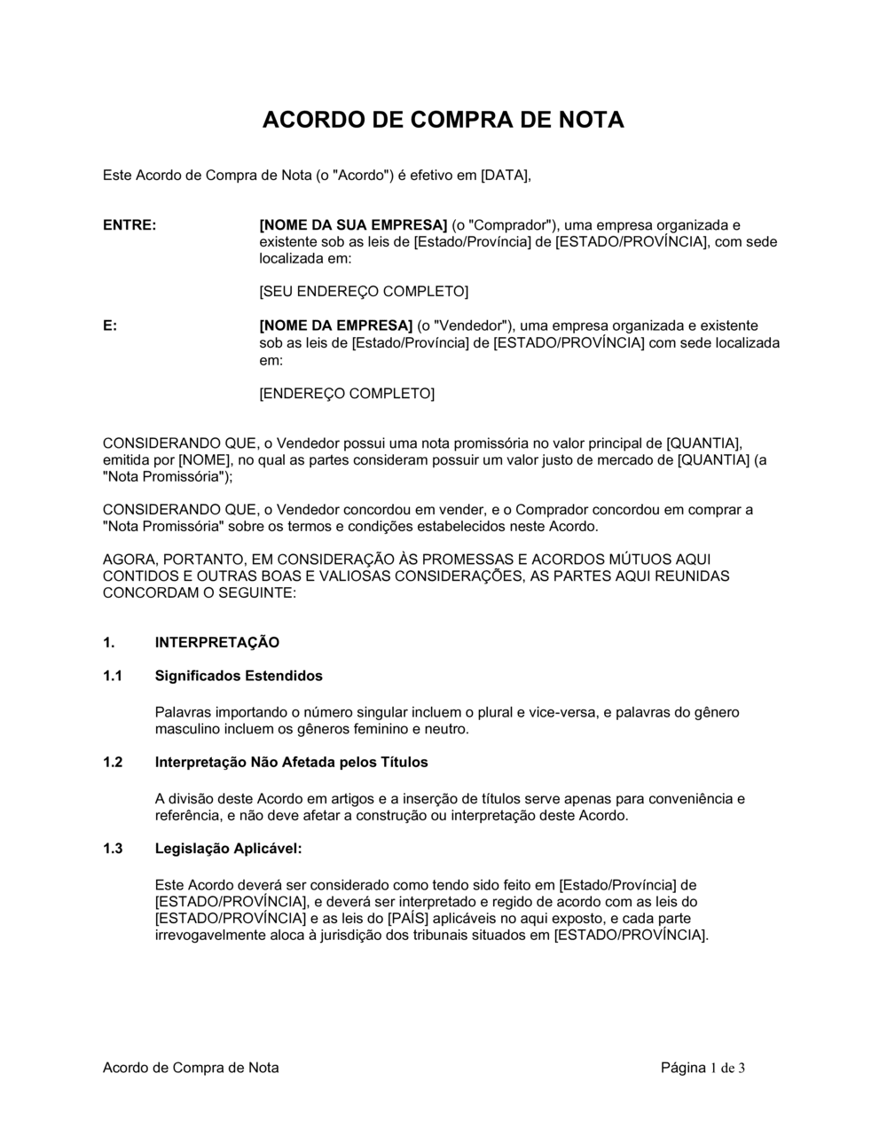 Business-in-a-Box's Nota de Acordo de Compra