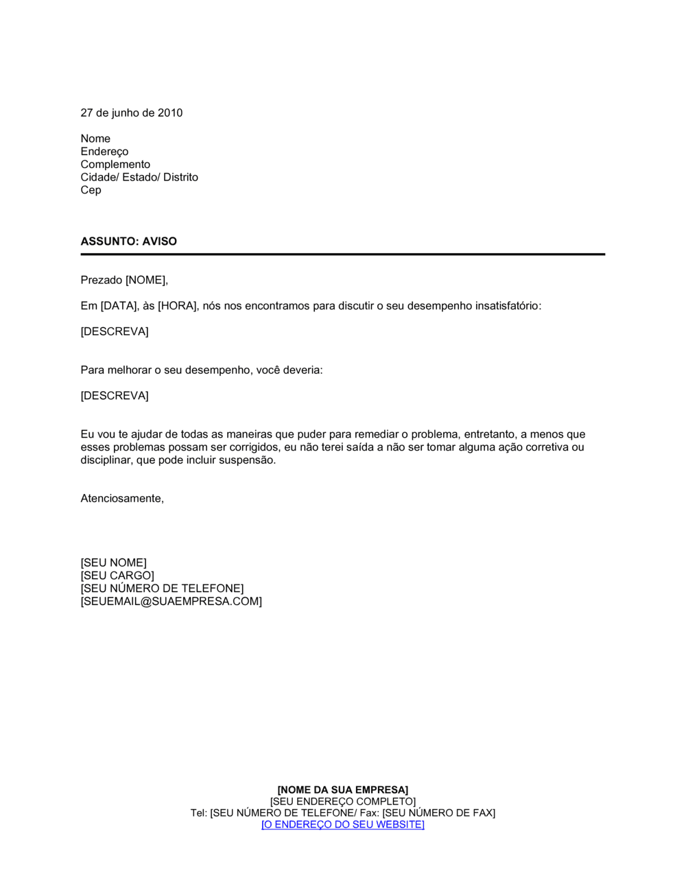 Business-in-a-Box's Nota de Aviso