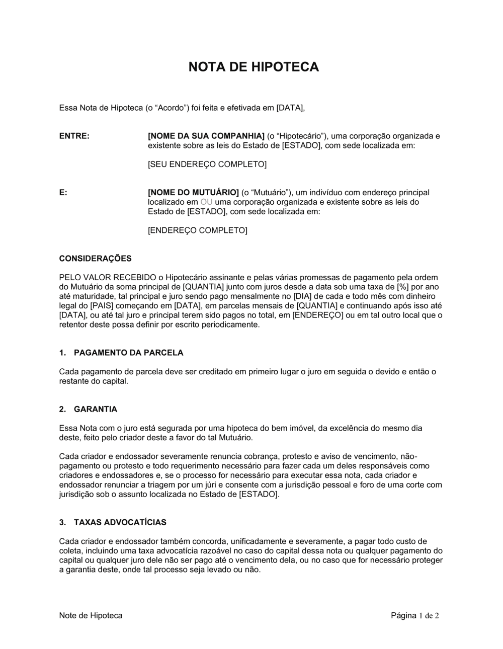 Business-in-a-Box's Nota de Hipoteca