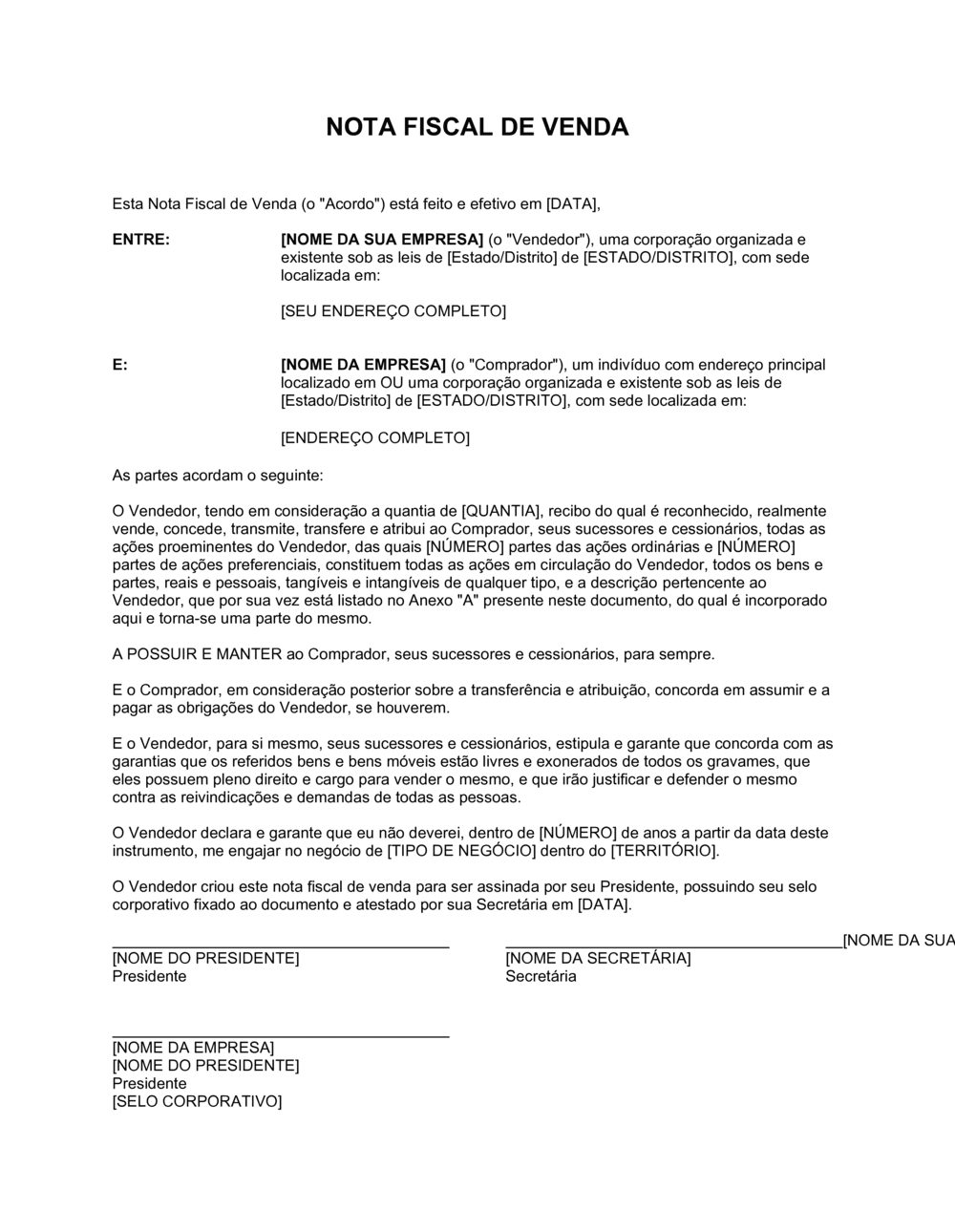 Business-in-a-Box's Nota Fiscal para Corporações