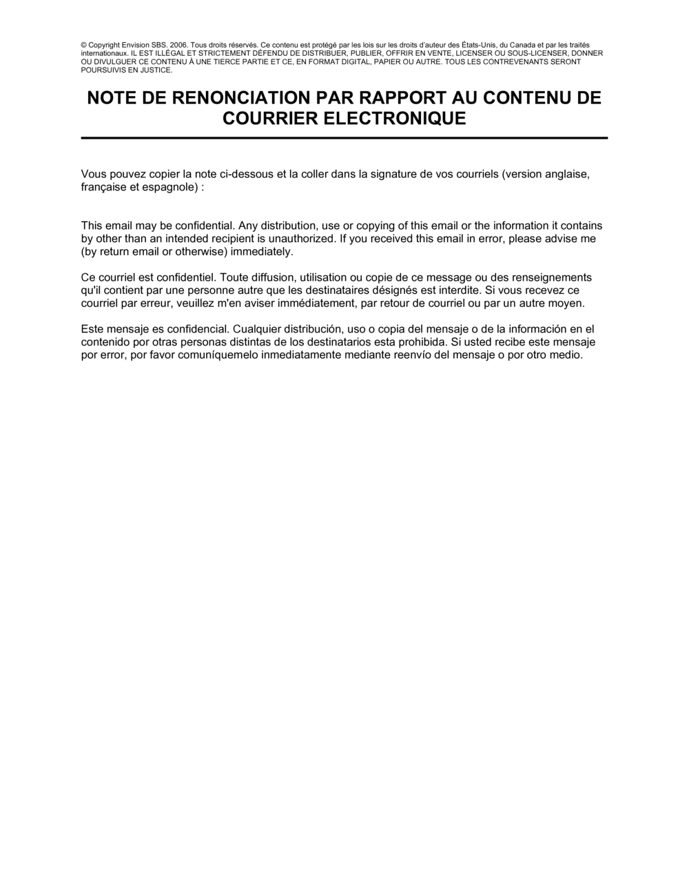 Business-in-a-Box's Notes à inclure à la fin de vos courriels