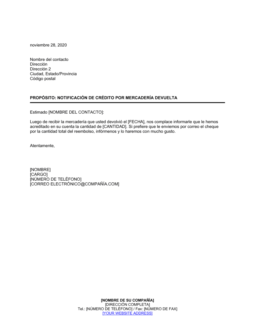 Business-in-a-Box's Notificación de crédito por devolución de mercadería