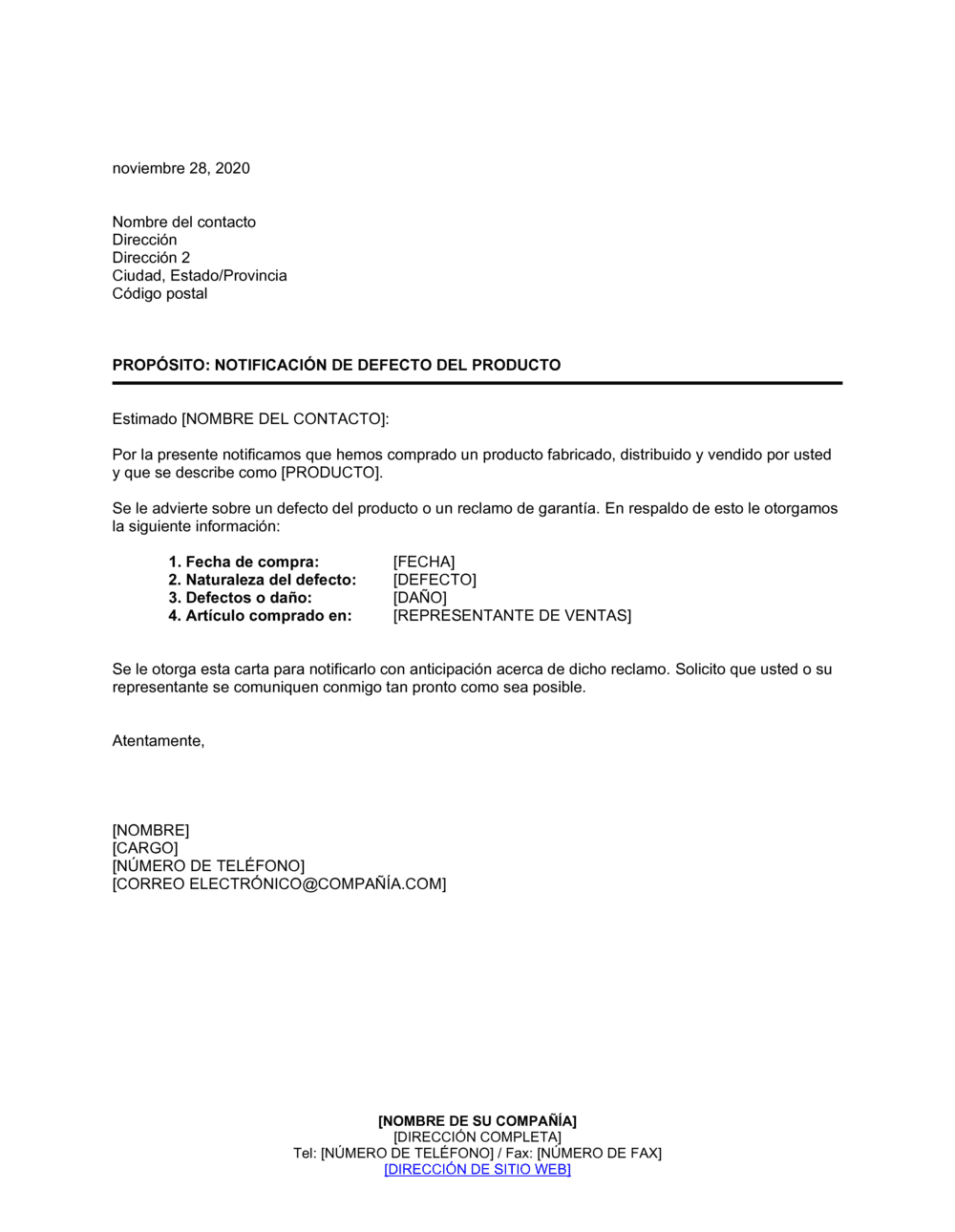 Business-in-a-Box's Notificación de defecto del producto
