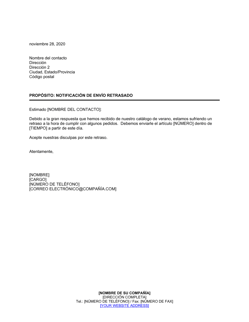 Business-in-a-Box's Notificación de envío retrasado