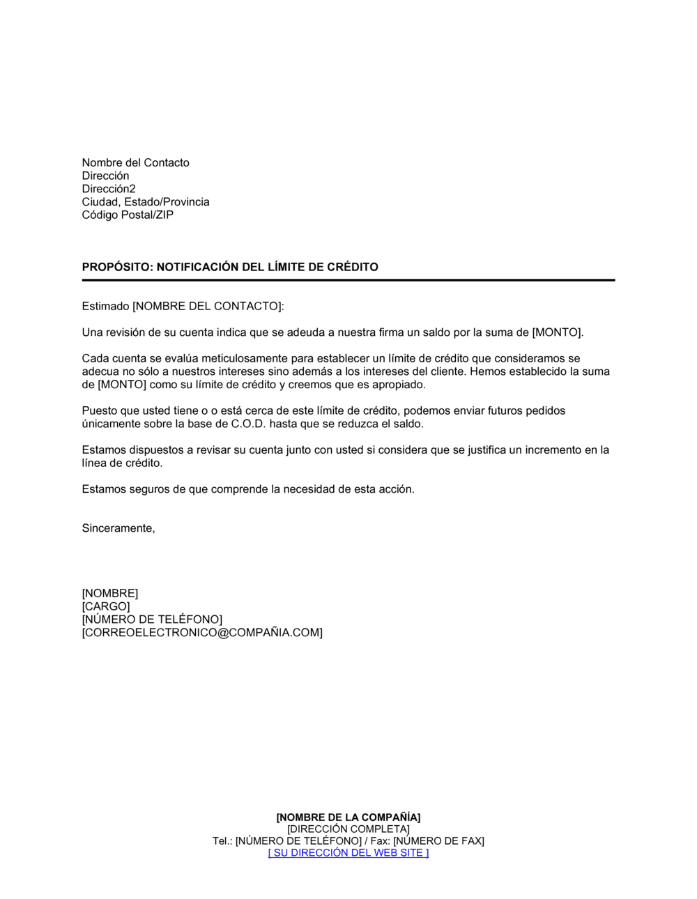 Business-in-a-Box's Notificación de límite de crédito