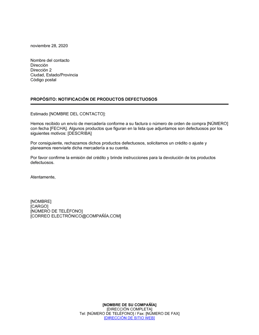 Business-in-a-Box's Notificación de productos defectuosos