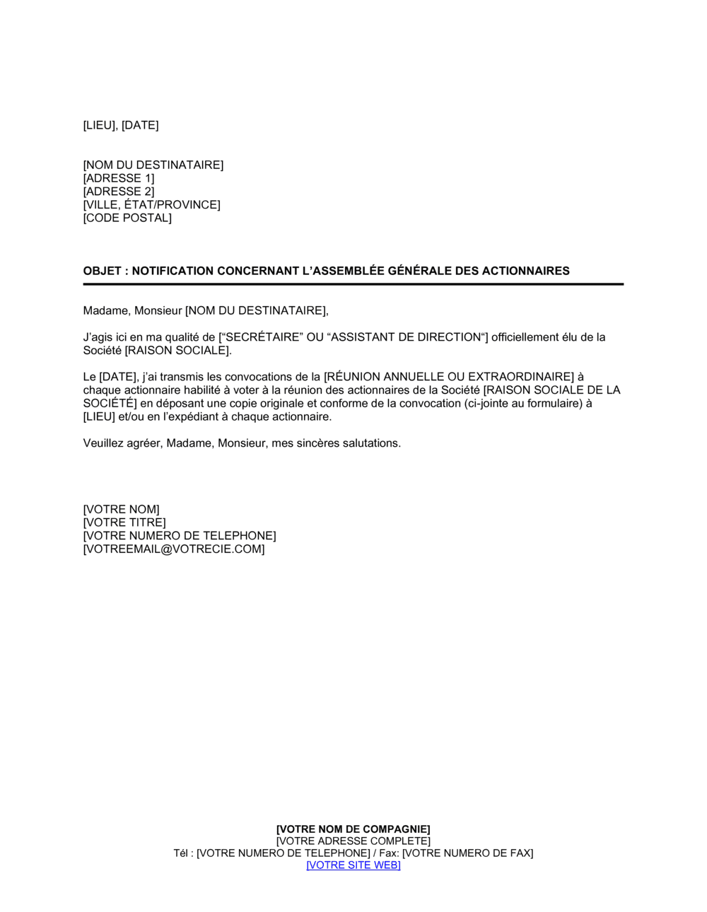 Business-in-a-Box's Notification concernant l'assemblée générale annuelle