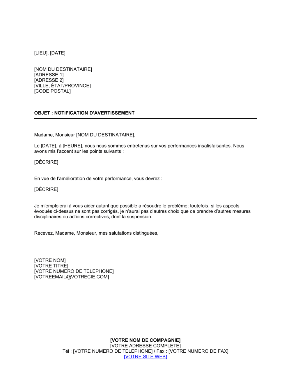 Business-in-a-Box's Notification d'avertissement