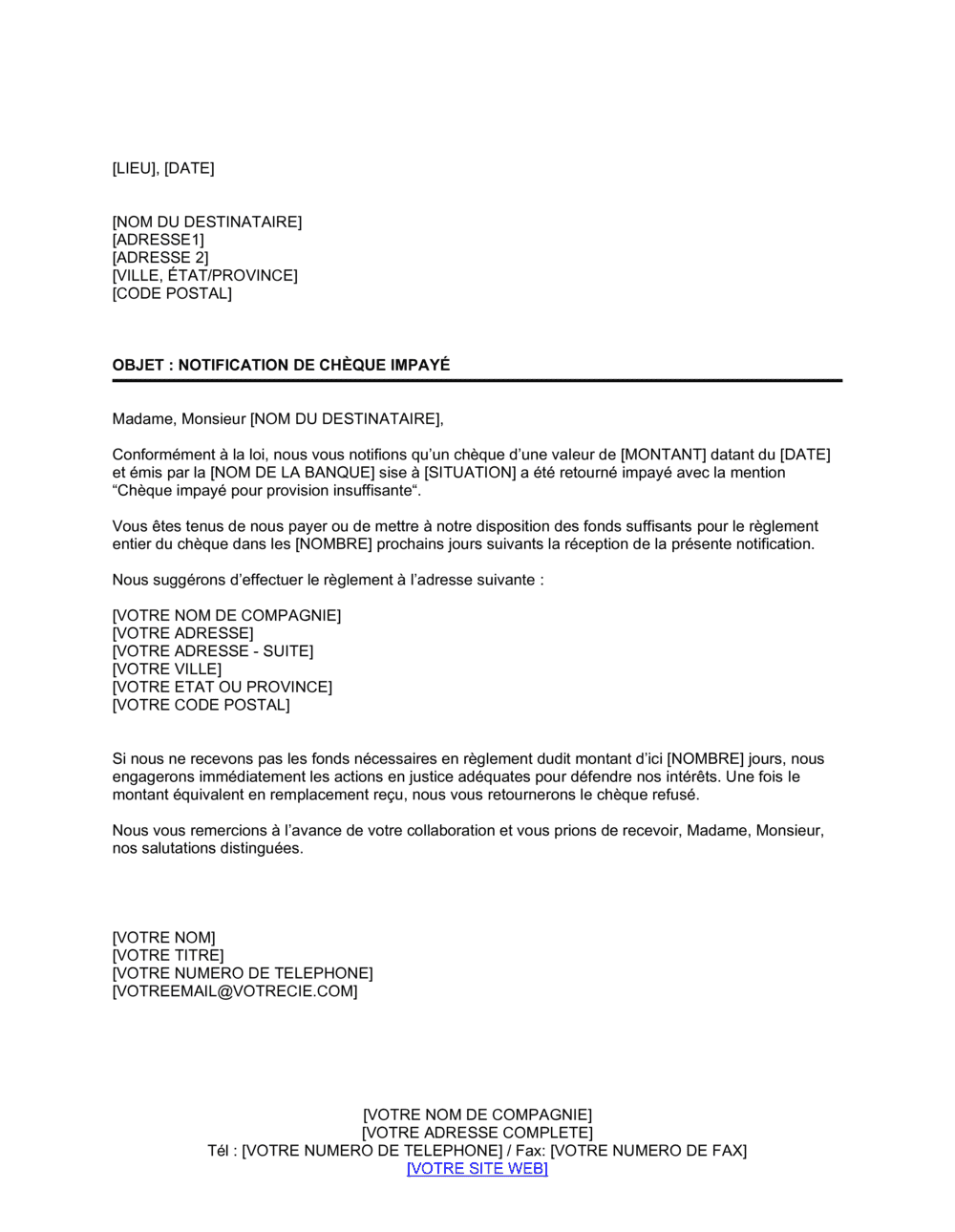 Business-in-a-Box's Notification de chèque sans provision 2