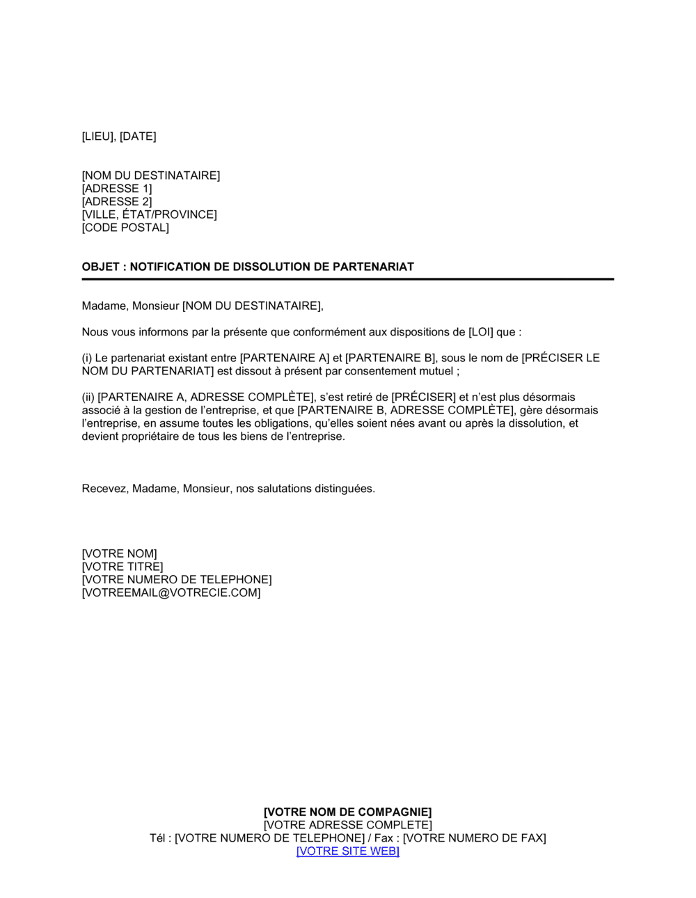 Business-in-a-Box's Notification de dissolution de société