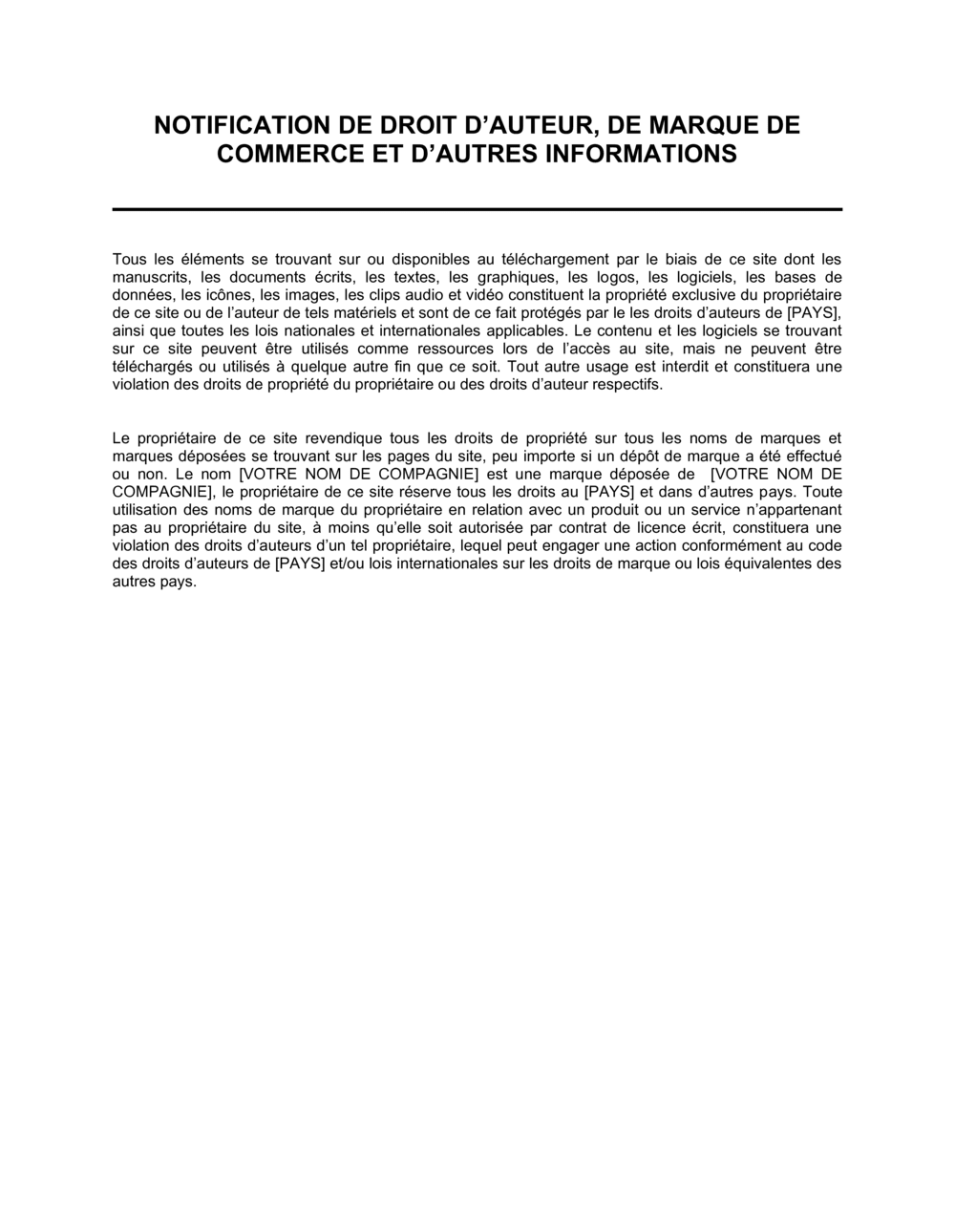 Business-in-a-Box's Notification de droit