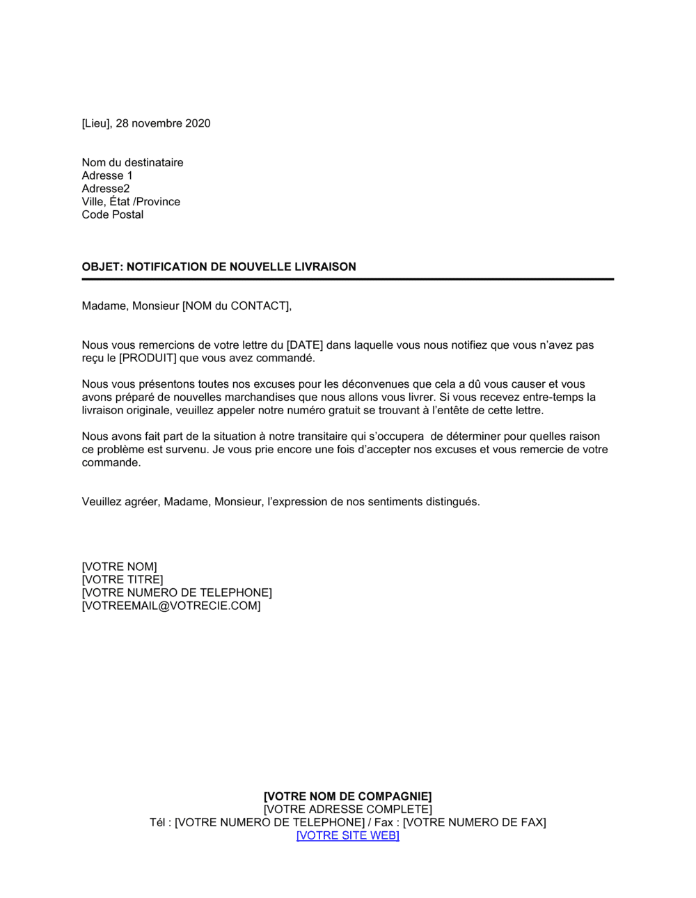 Business-in-a-Box's Notification de nouvelle livraison