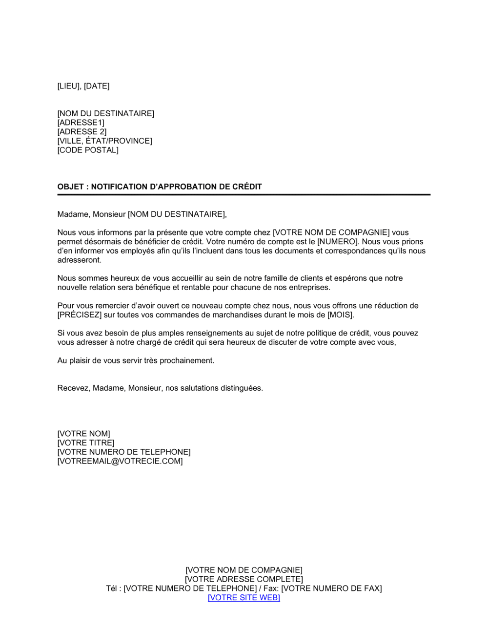 Business-in-a-Box's Notification Approbation de nouveau compte de crédit d'achat