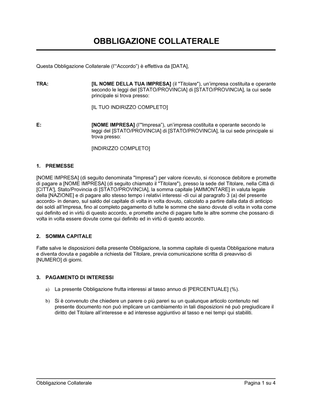 Business-in-a-Box's Obbligazione collaterale