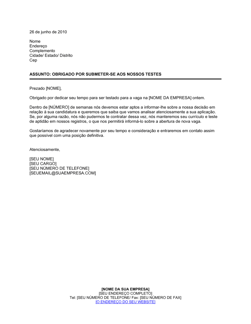 Business-in-a-Box's Obrigado pela Aplicação para Teste