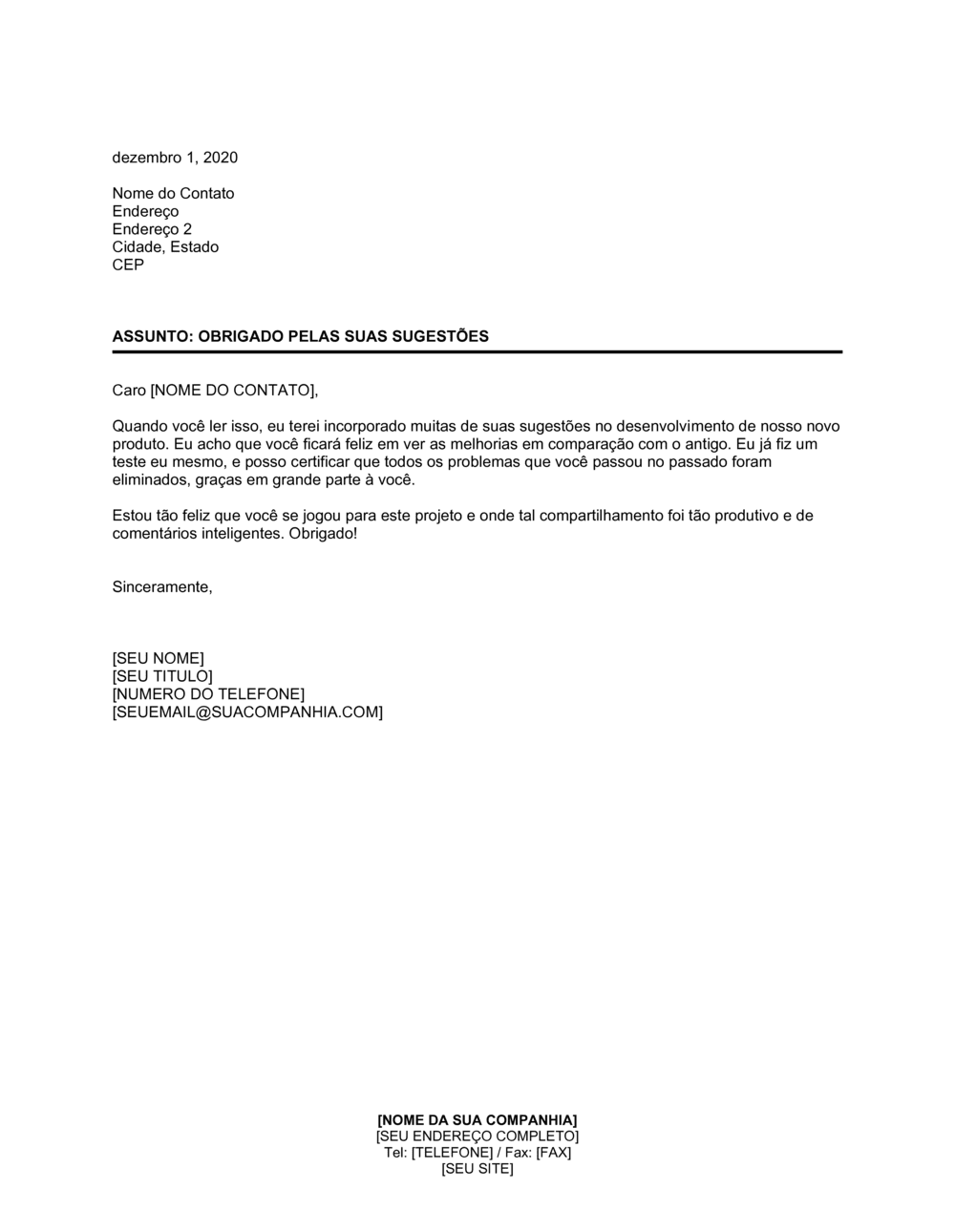 Business-in-a-Box's Obrigado Pelas Suas Sugestões