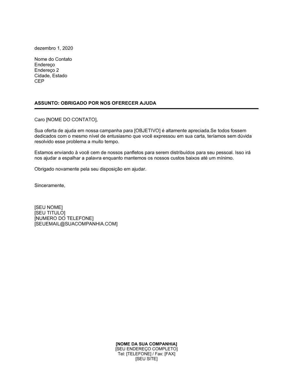 Business-in-a-Box's Obrigado por nos Oferecer Ajuda na Campanha