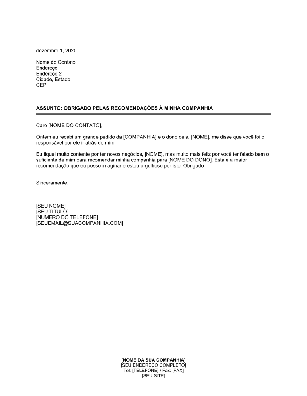 Business-in-a-Box's Obrigado Por Recomendar Minha Companhia