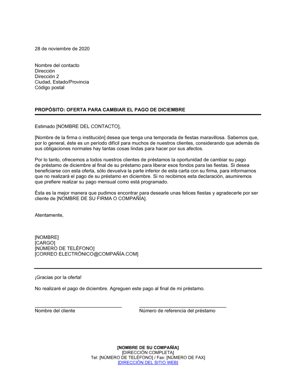Business-in-a-Box's Oferta a clientes que hayan solicitado préstamos cambiar el pago de diciembre