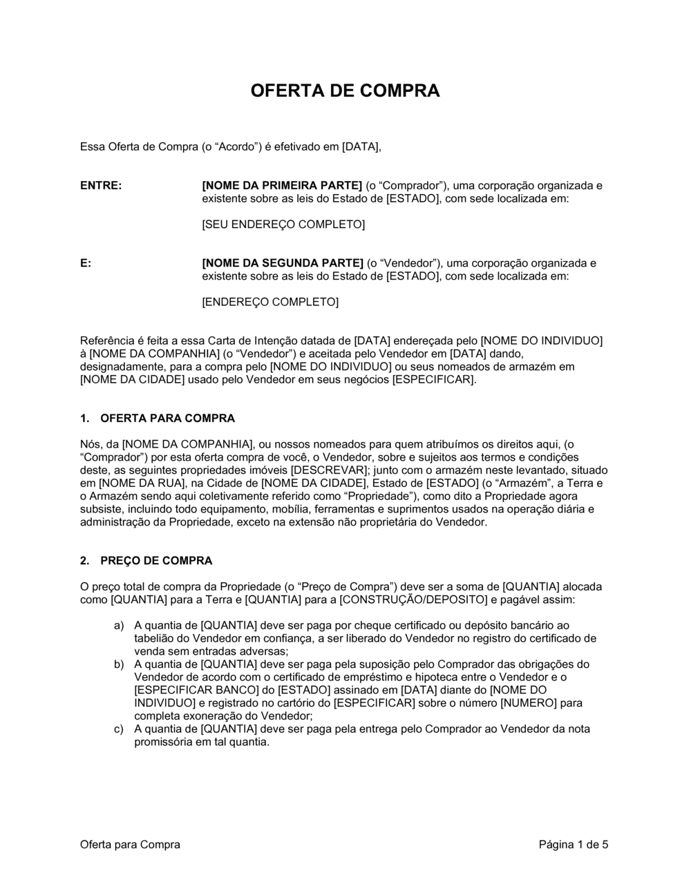 Business-in-a-Box's Oferta de Compra de Propriedade Bem Imóvel