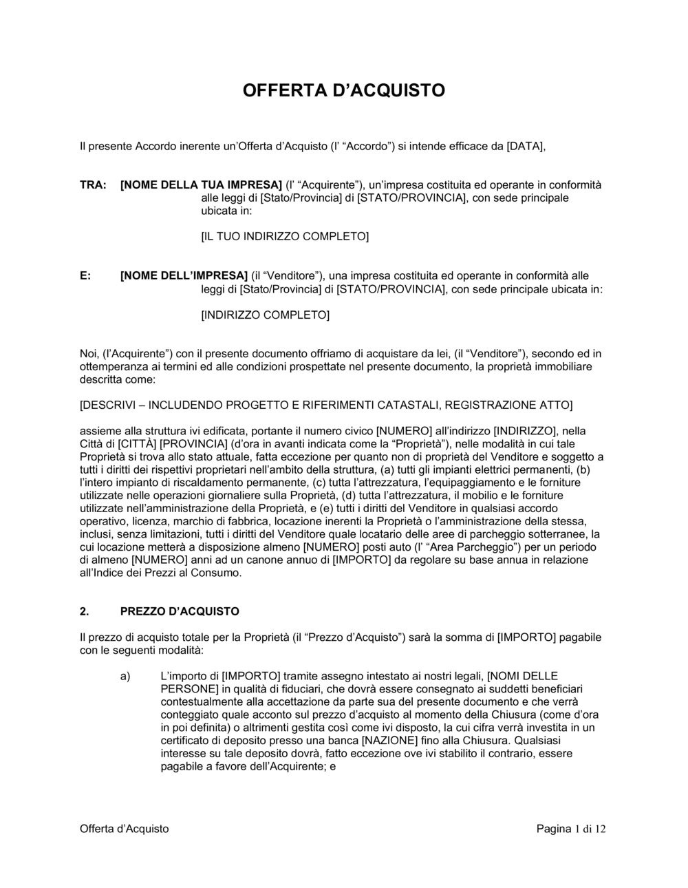 Business-in-a-Box's Offerta d'acquisto di proprietà immobilare