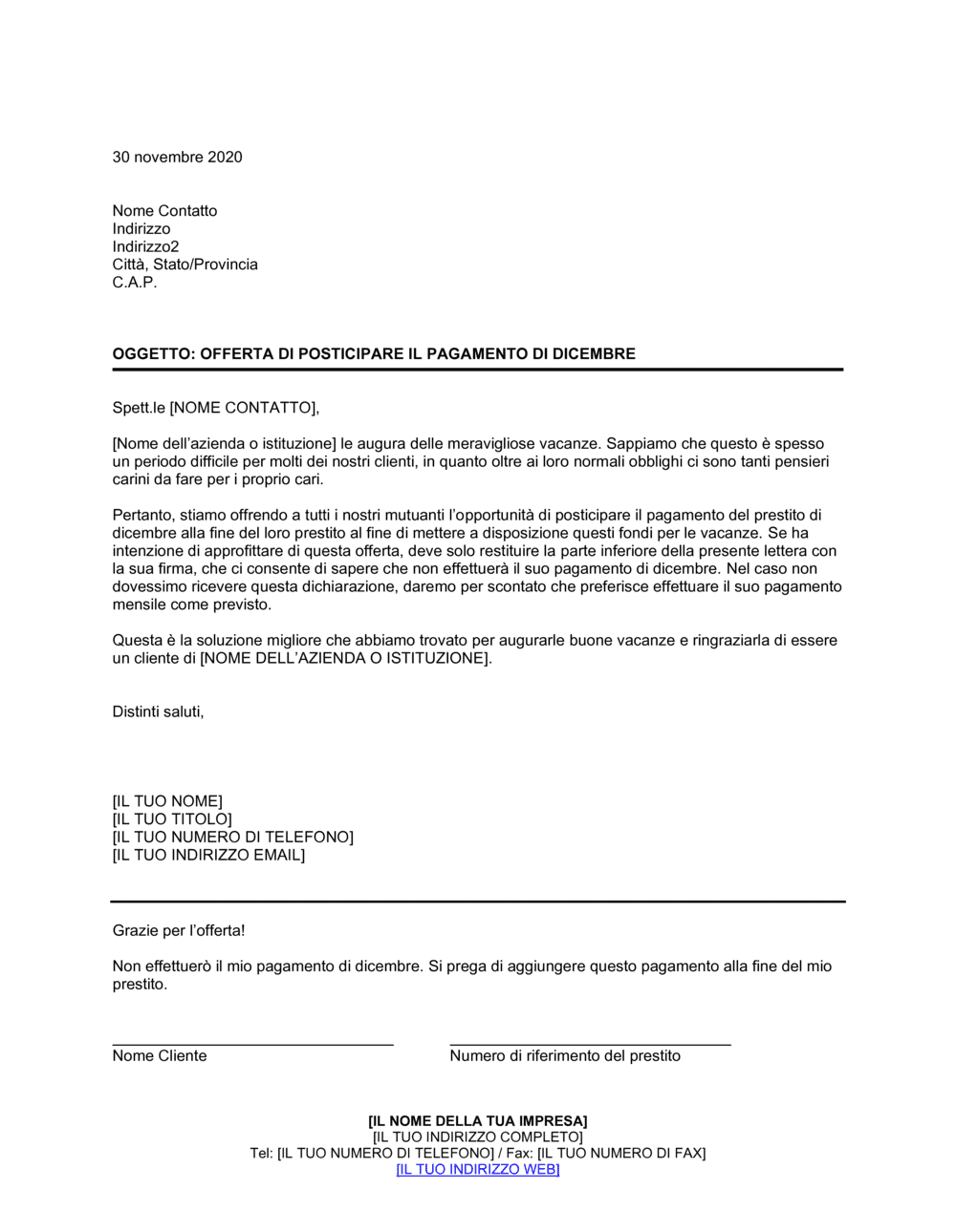 Business-in-a-Box's Offerta di posticipare il pagamento