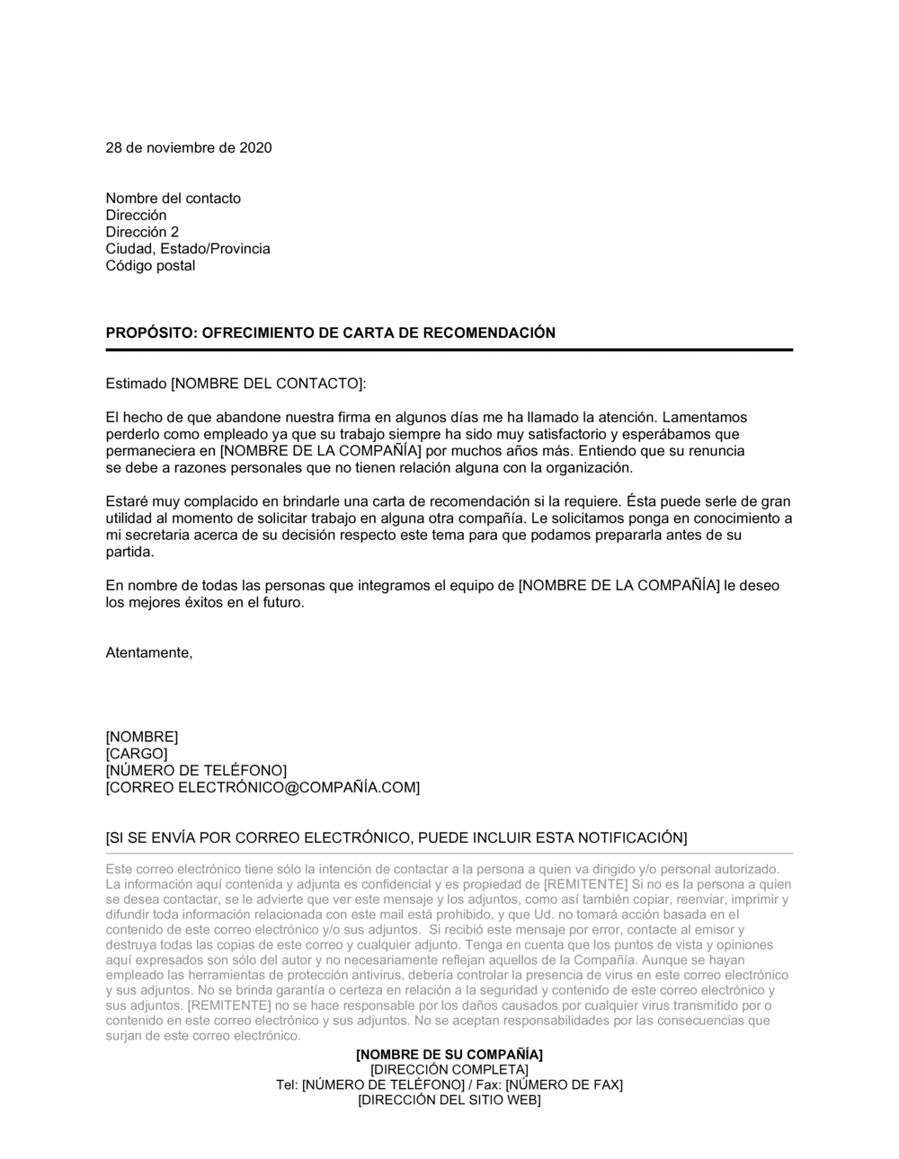 Business-in-a-Box's Ofrecimiento de carta de recomendación