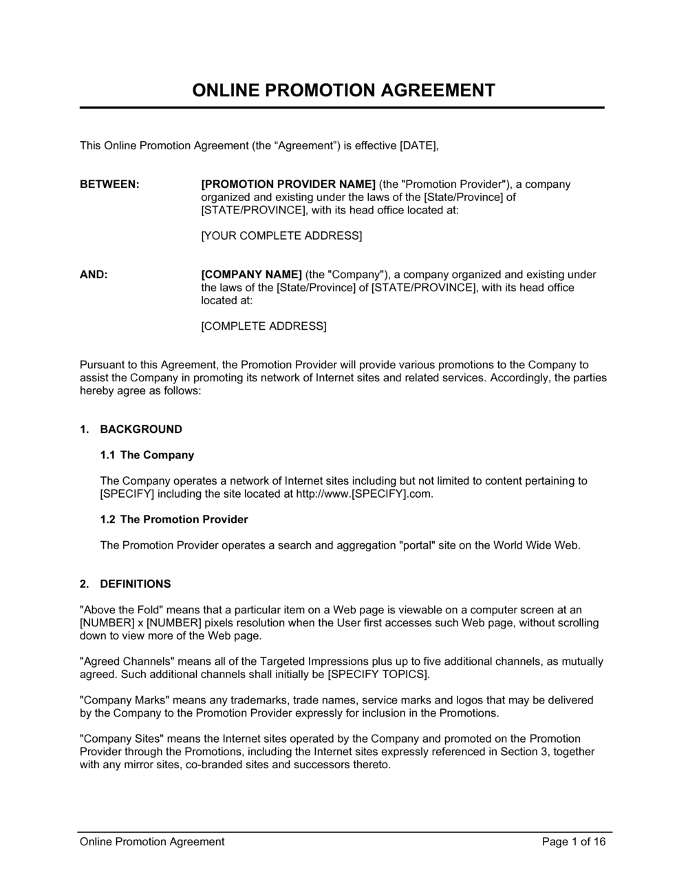 Promotion Contract Template