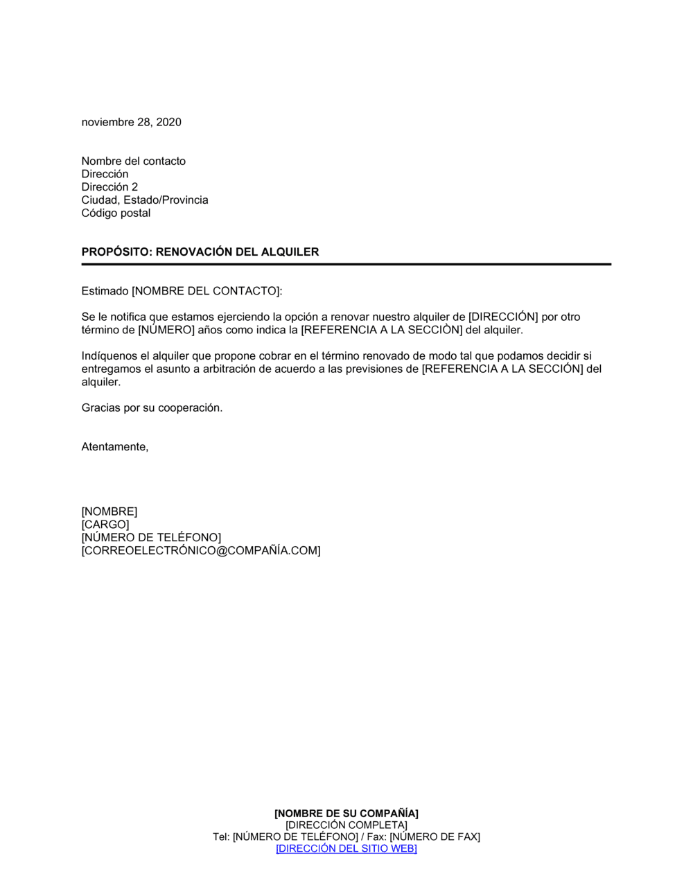 Business-in-a-Box's Opción a renovar el alquiler