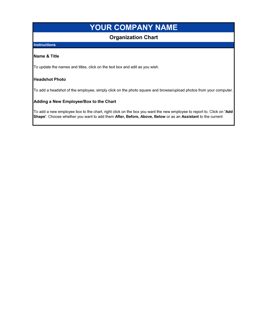 Business-in-a-Box's Organization Chart Template
