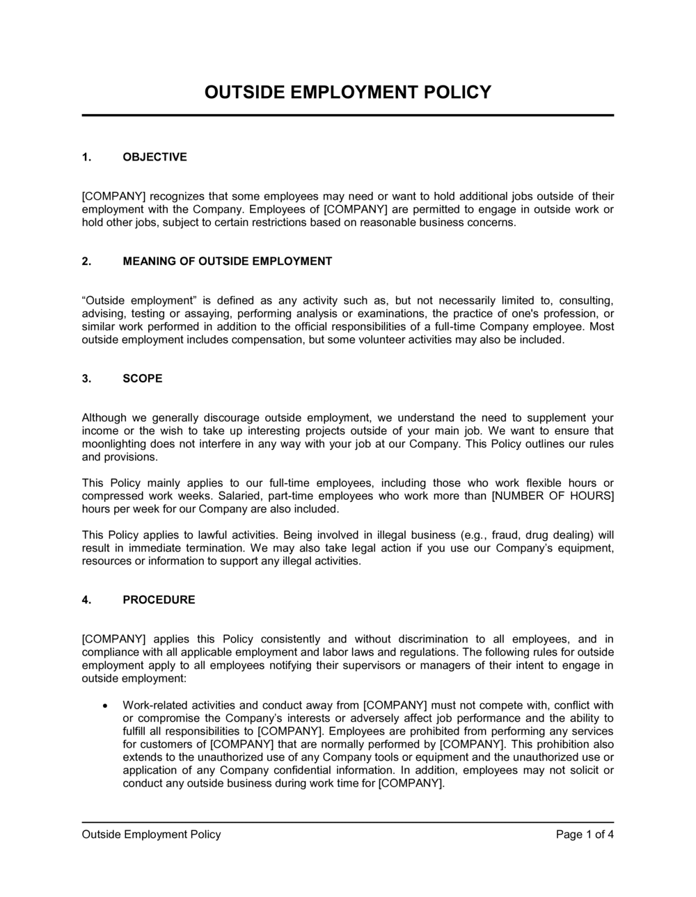 Business-in-a-Box's Outside Employment Policy Template