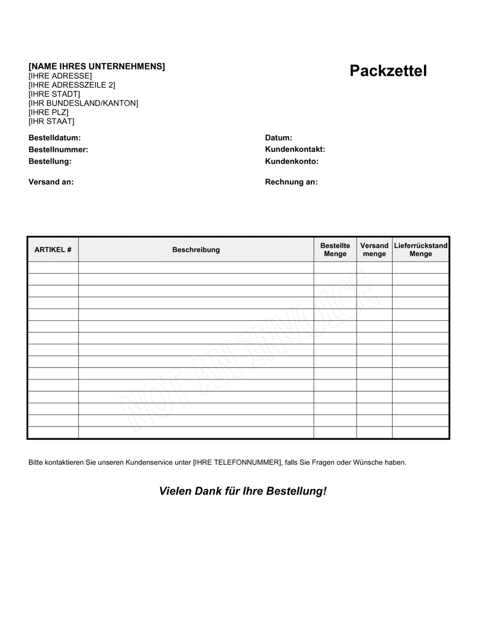 Business-in-a-Box's Packzettel