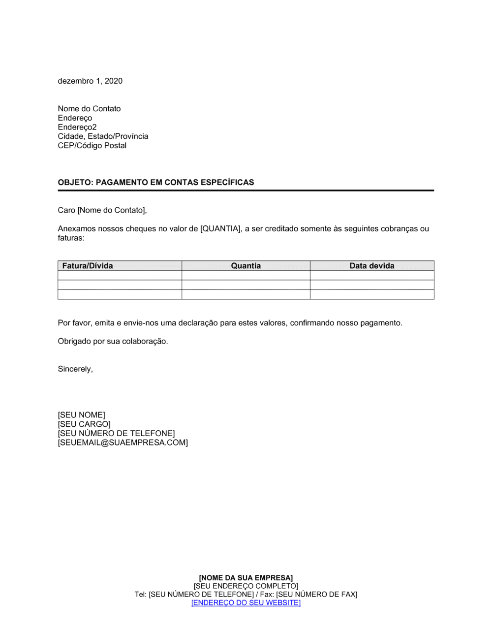 Business-in-a-Box's Pagamento em Contas Específicas