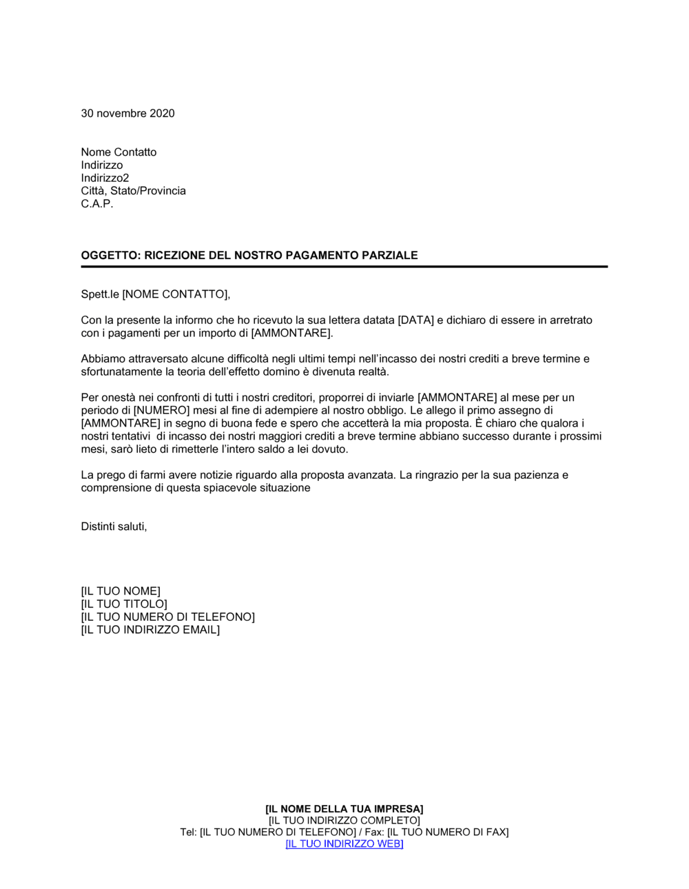 Business-in-a-Box's Pagamento parziale in buona fede al creditore