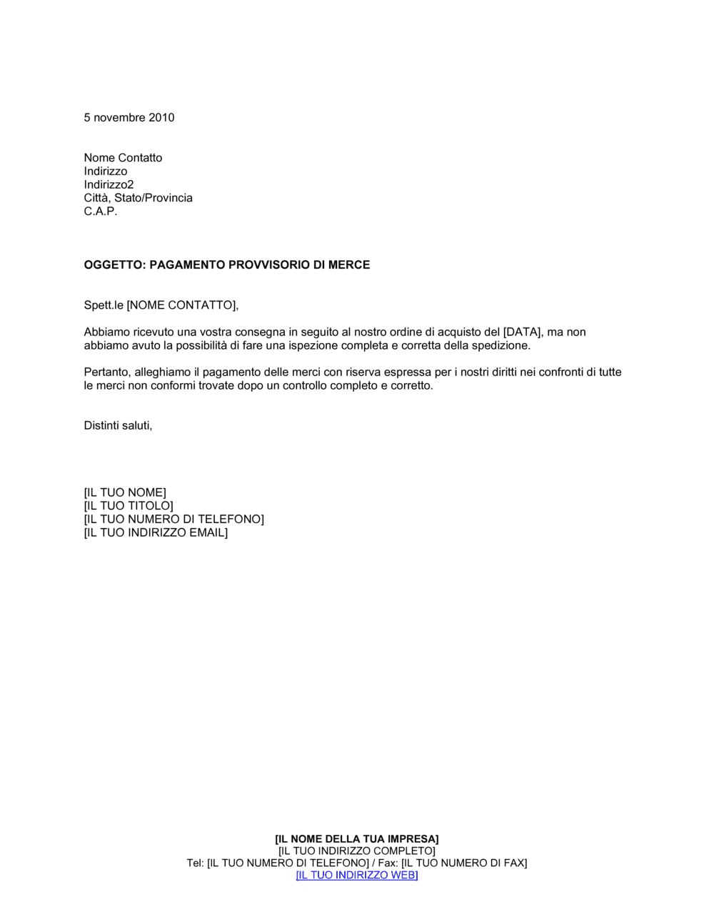 Business-in-a-Box's Pagamento provvisorio di merce