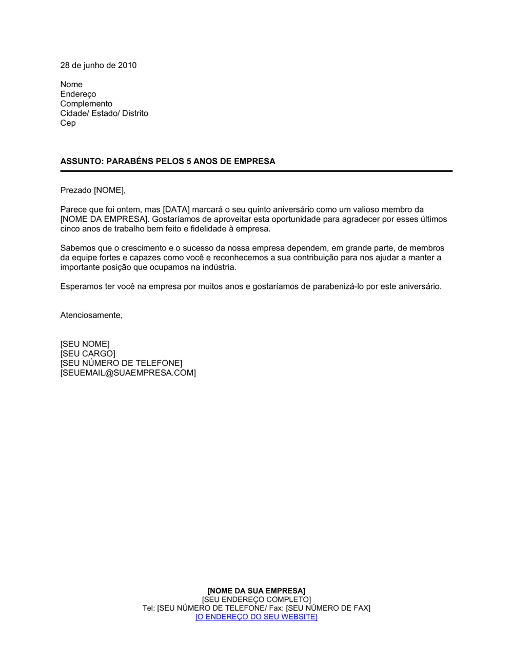 Business-in-a-Box's Parabéns para um Funcionário com 5 Anos de Aniversário