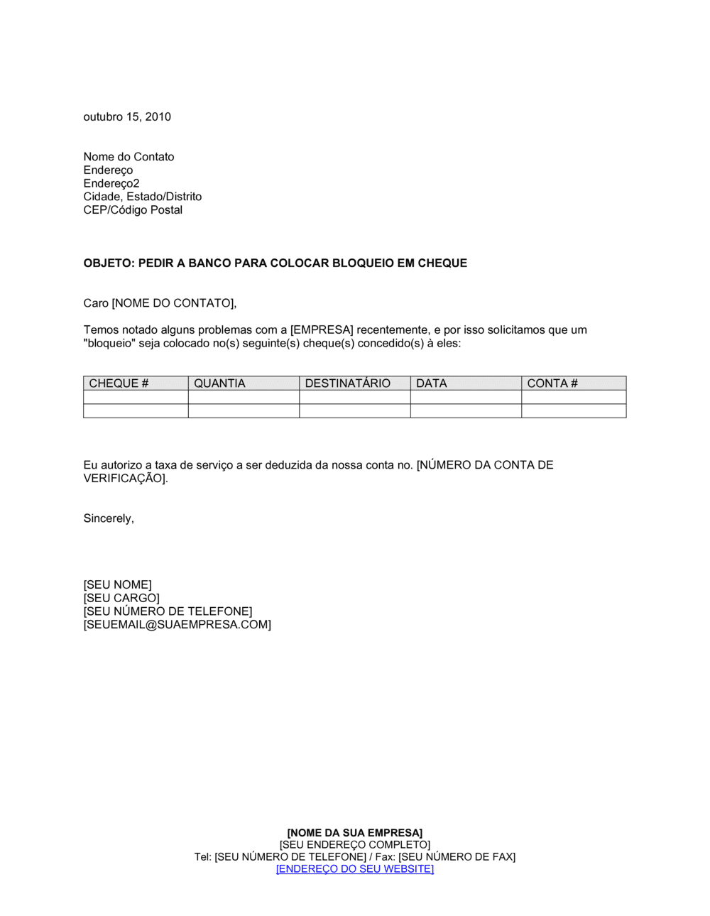 Business-in-a-Box's Pedido ao Banco para Parar Pagamentos