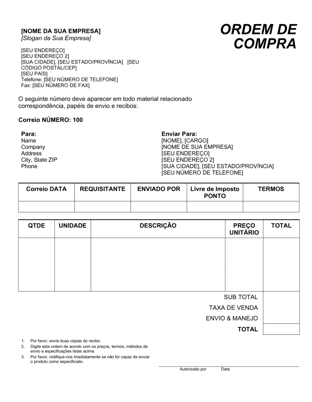 Business-in-a-Box's Pedido de Compra