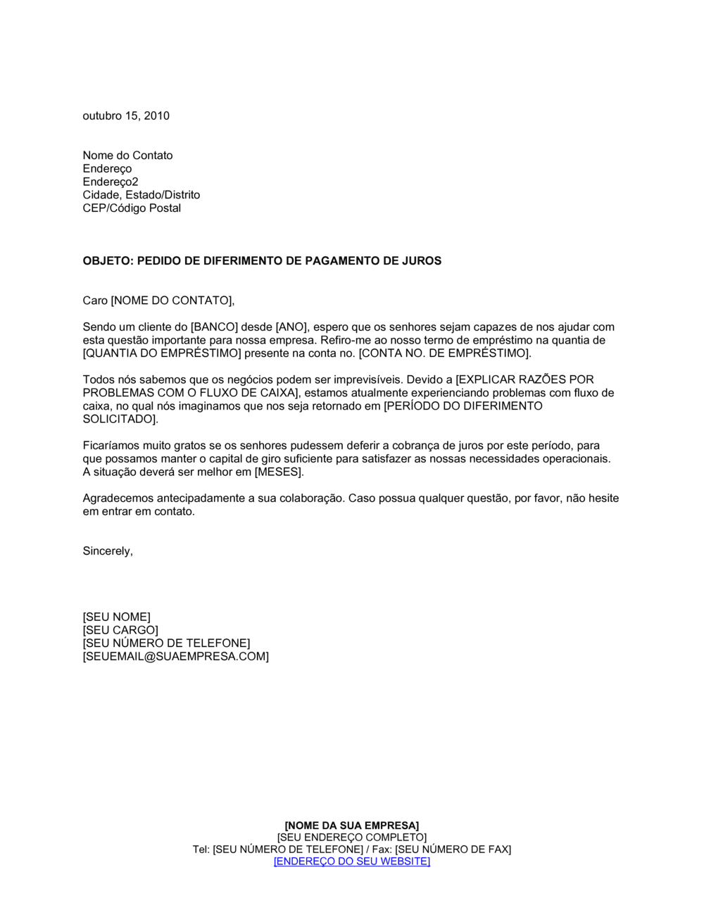 Business-in-a-Box's Pedido de Deferimento de Pagamento de Juros