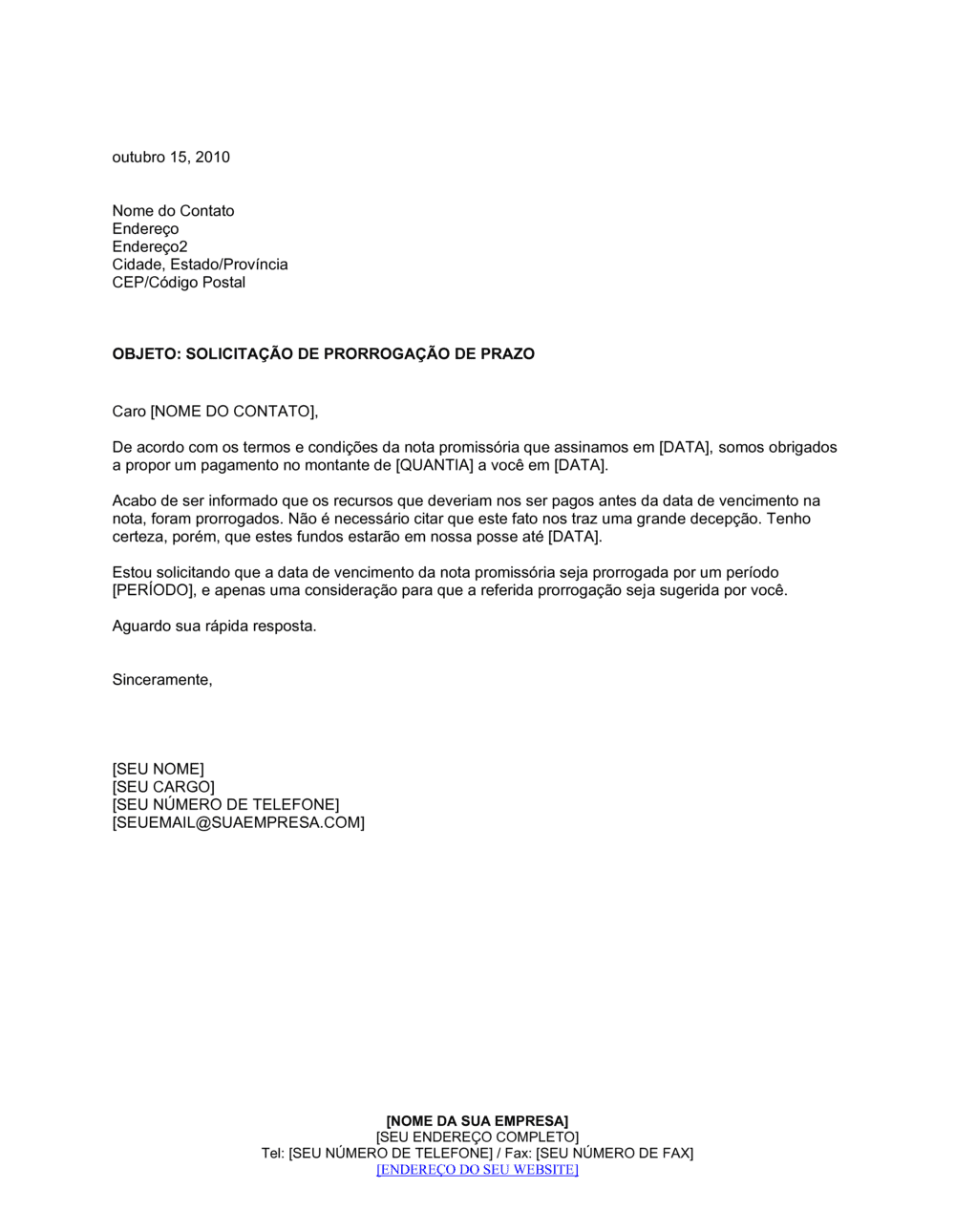 Business-in-a-Box's Pedido de Extensão de Tempo em Nota Promissória
