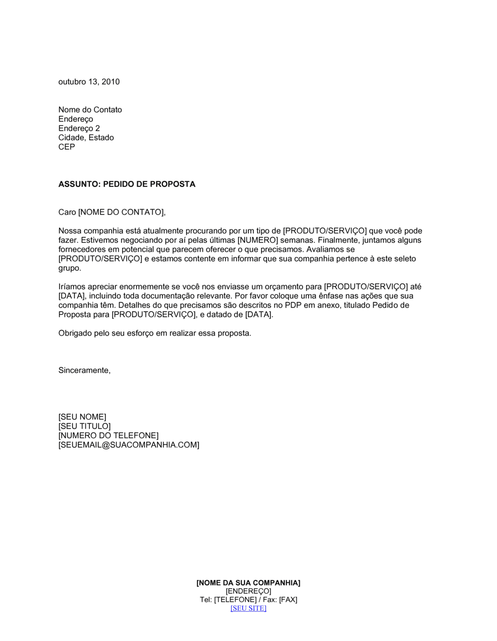 Business-in-a-Box's Pedido de Proposta