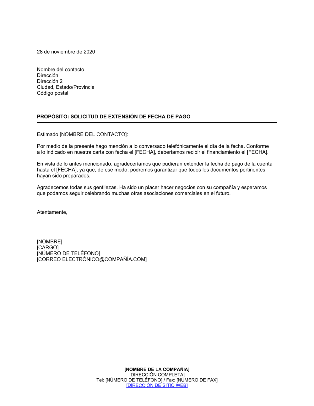 Business-in-a-Box's Pedido de prórroga de la fecha de pago
