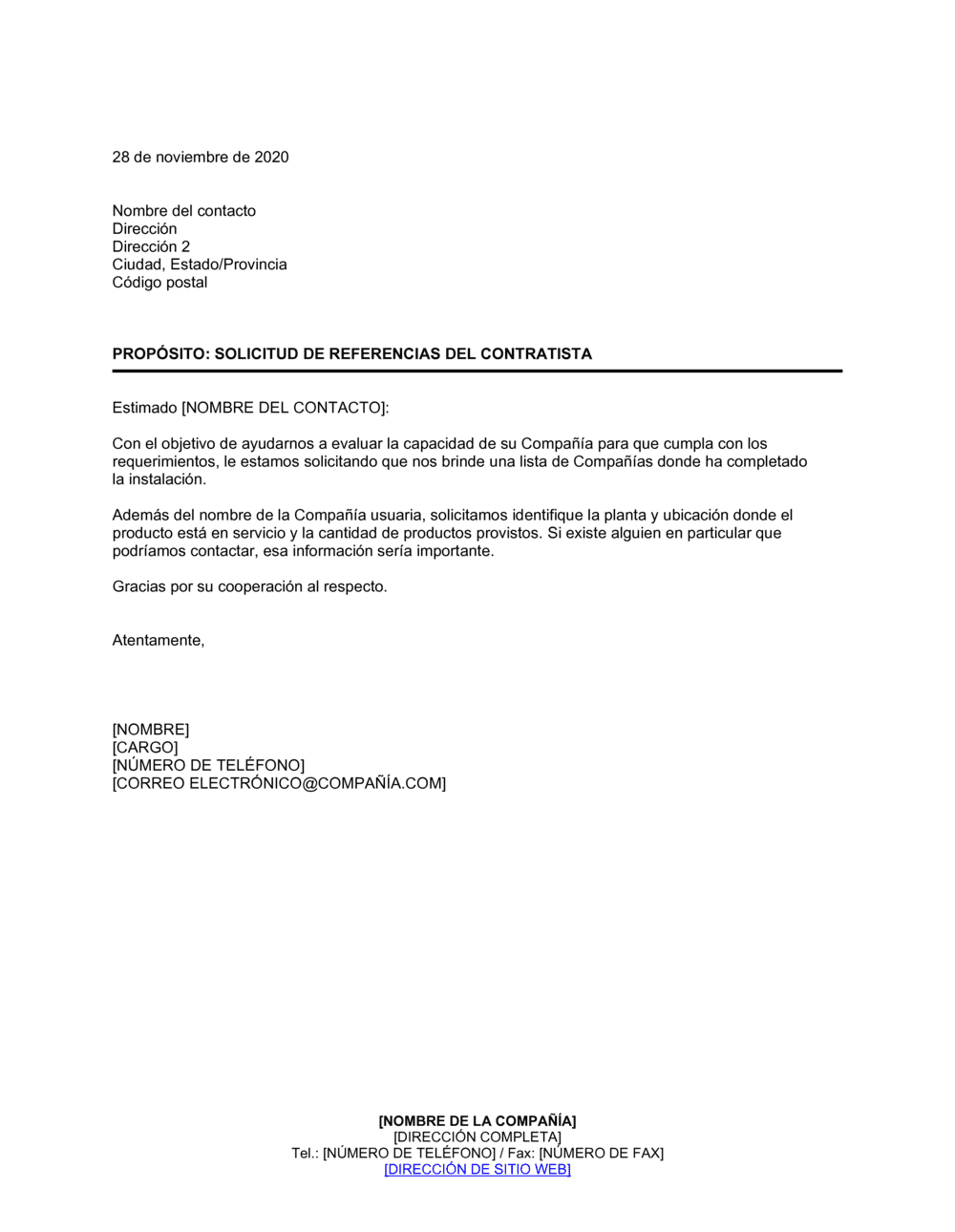 Business-in-a-Box's Pedido de referencias del contratista