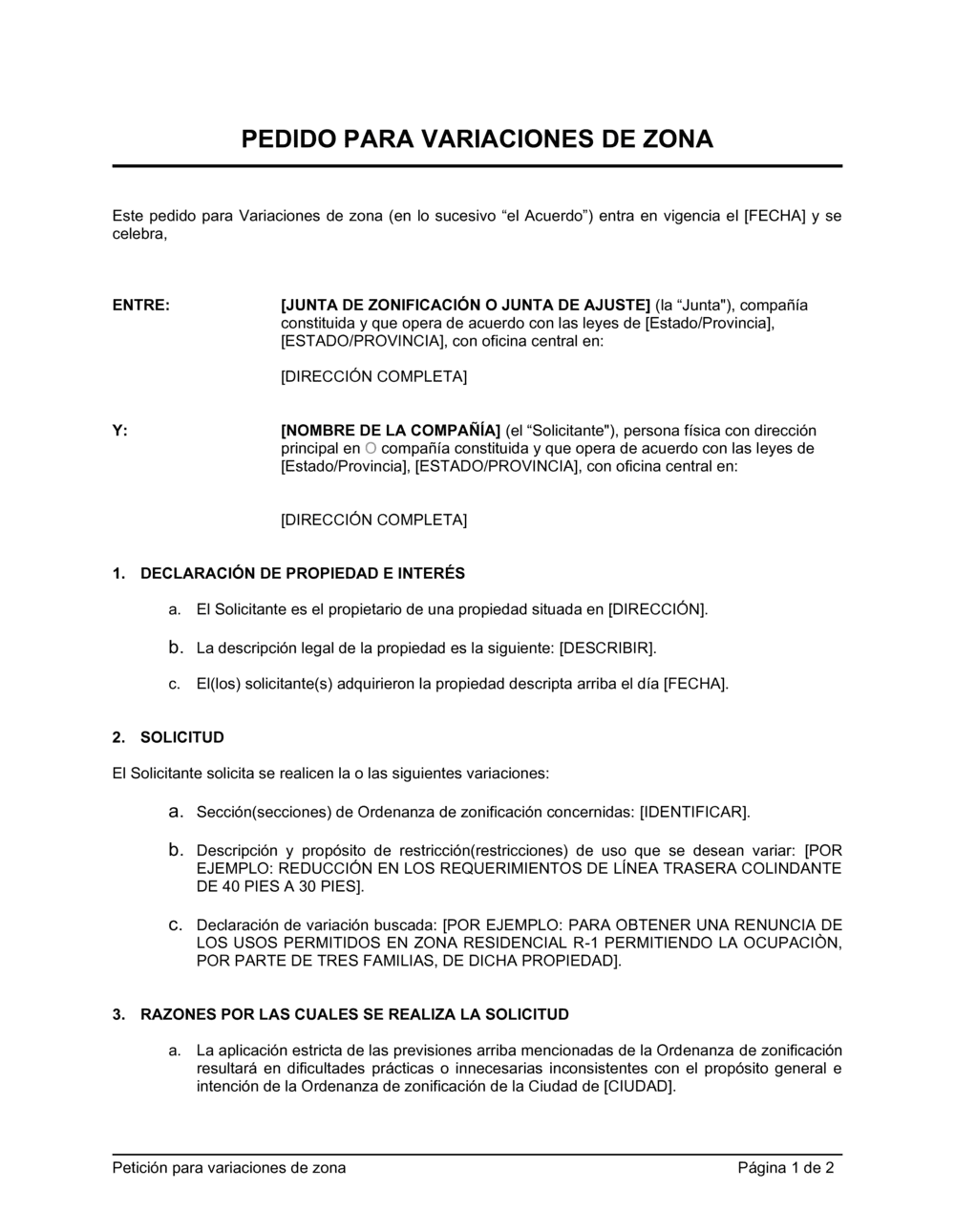 Business-in-a-Box's Pedido de variación urbanística