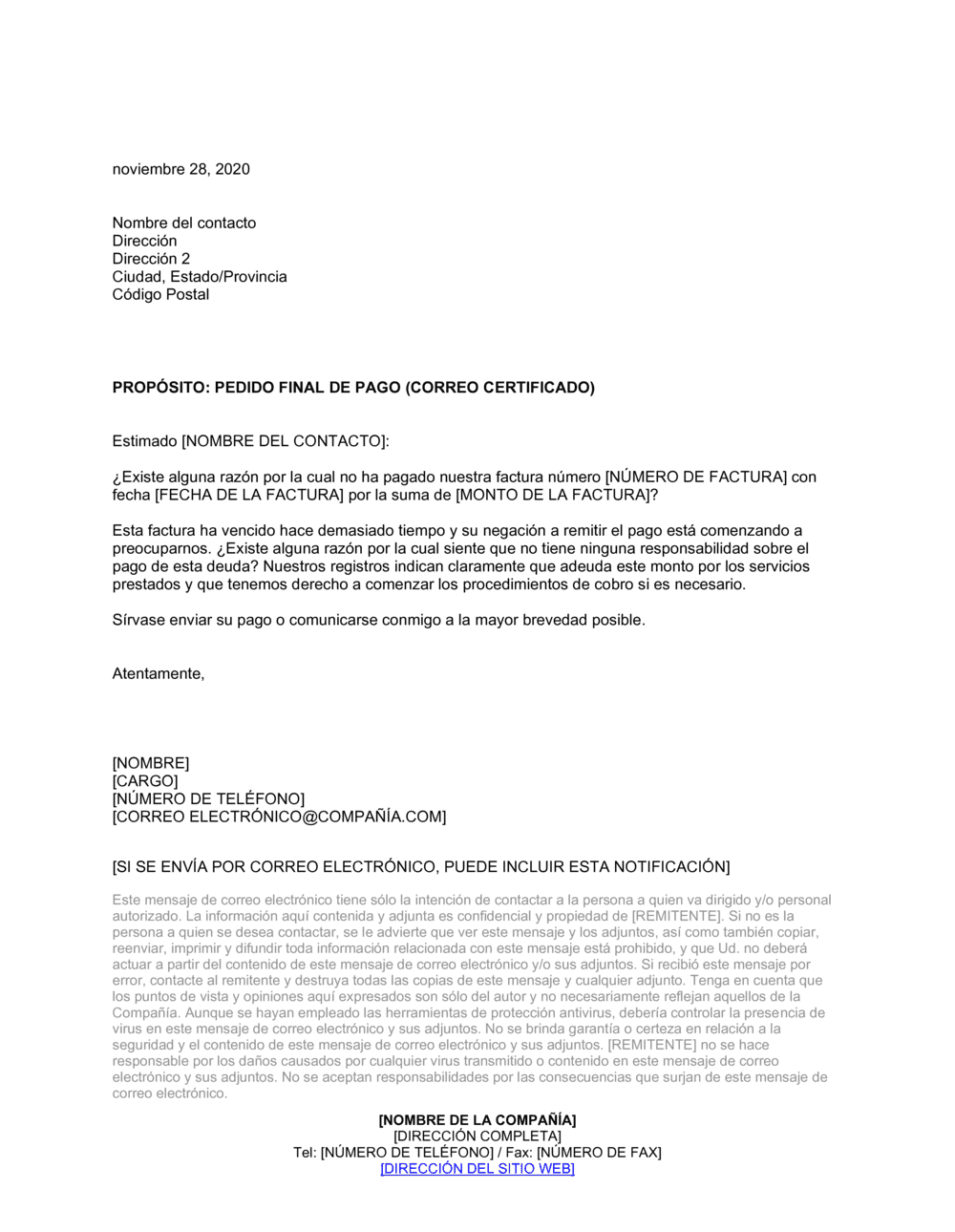 Business-in-a-Box's Pedido final de pago