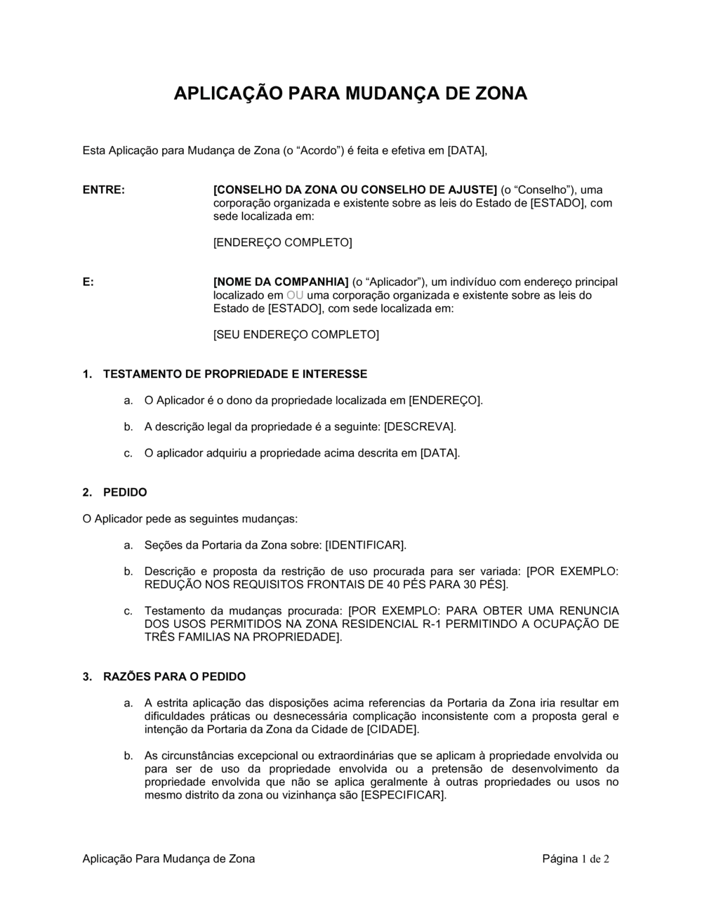 Business-in-a-Box's Pedido para Variação de Zona