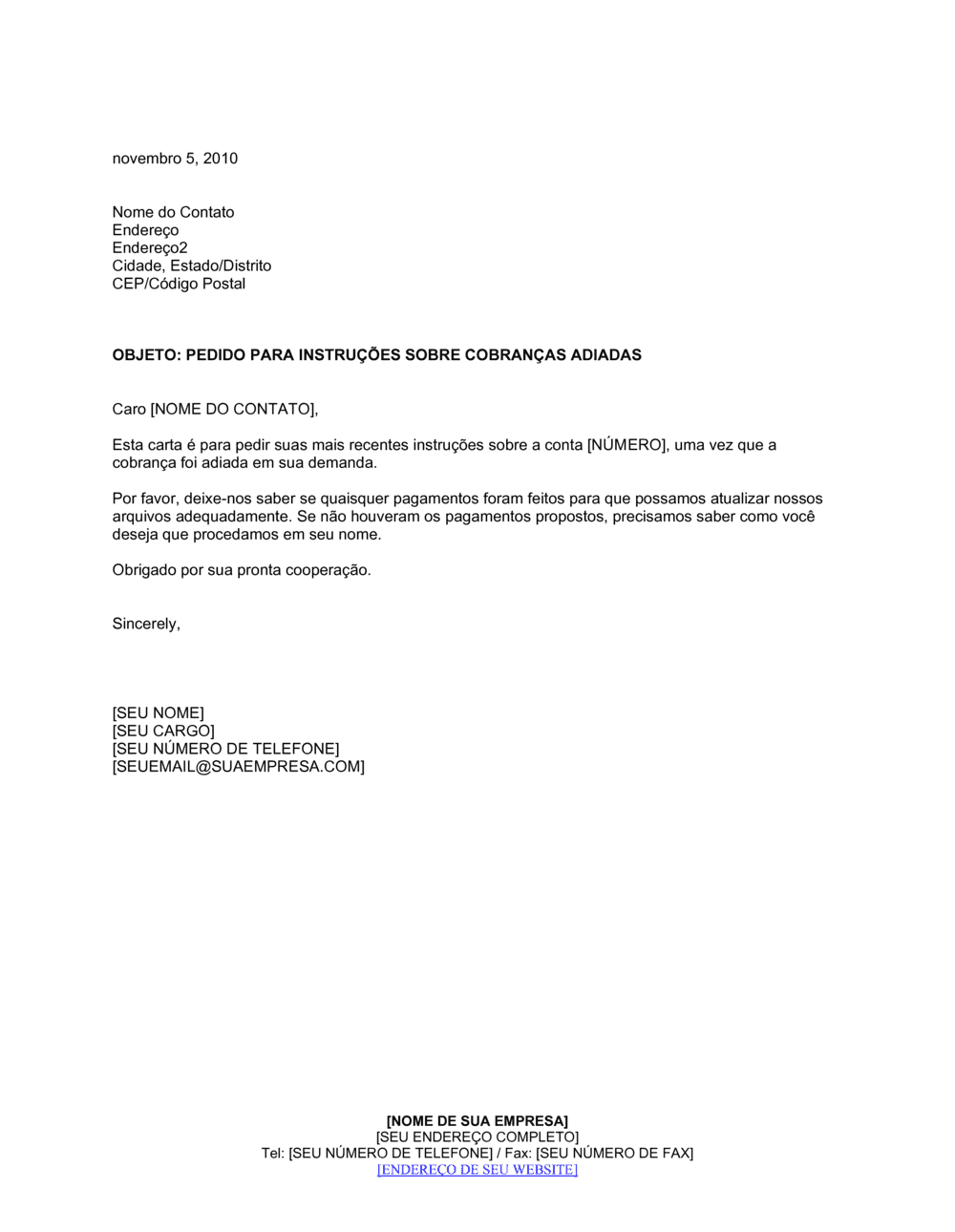 Business-in-a-Box's Pedido por Instruções em Coletas Deferidas